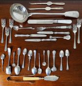 ACCUMULATION OF SILVER AND PLATED FIFTEEN PIECES OF FLATWARE