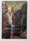 CYRILL SAUNDERS SPACKMAN, OIL ON CANVAS, 'THE WATERFALL', APPROX 76 x 50.5cm