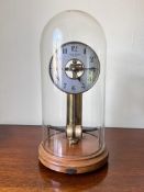 BULLE ELECTRO-MECHANICAL MANTLE CLOCK TOGETHER WITH GLASS DOME, CIRCA 1900, REQUIRES BATTERY, HEIGHT