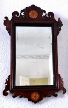 INLAID WALL MIRROR, APPROX 65 x 39cm