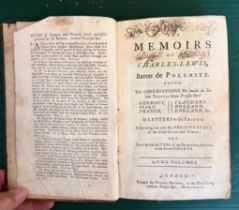 THE MEMOIRS OF CHARLES LEWIS, AUTHOR BARON DE POLLNITZ, 1737, FULL LEATHER BOUND