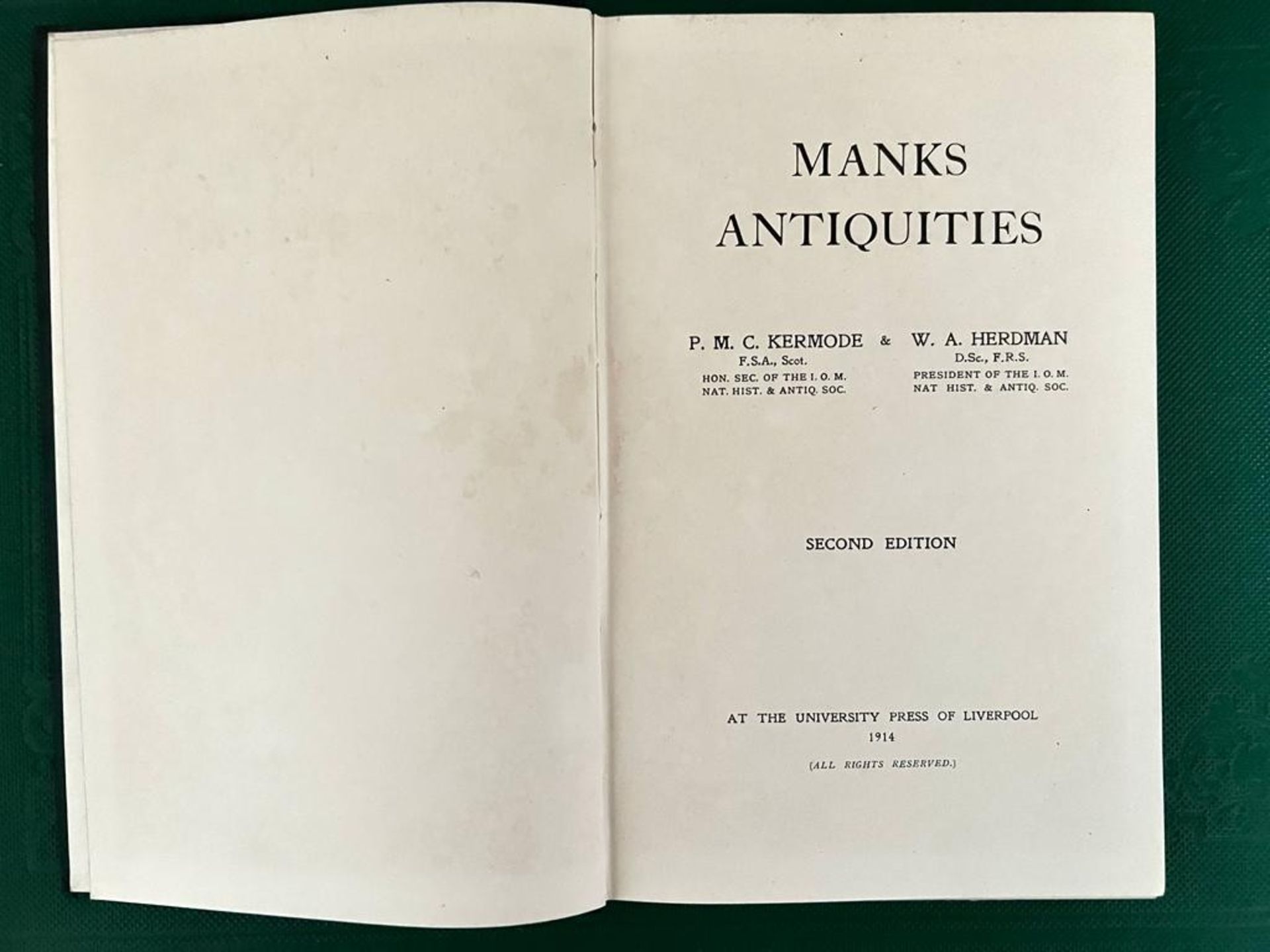 KERMODE AND HERDMAN, 'MANKS ANTIQUITIES', 1914, CLOTH BACK - Image 2 of 5