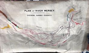 PLAN OF RIVER MERSEY 'SHEWING SUNDRY CHANGES', 1880, APPROX 145 x 265cm