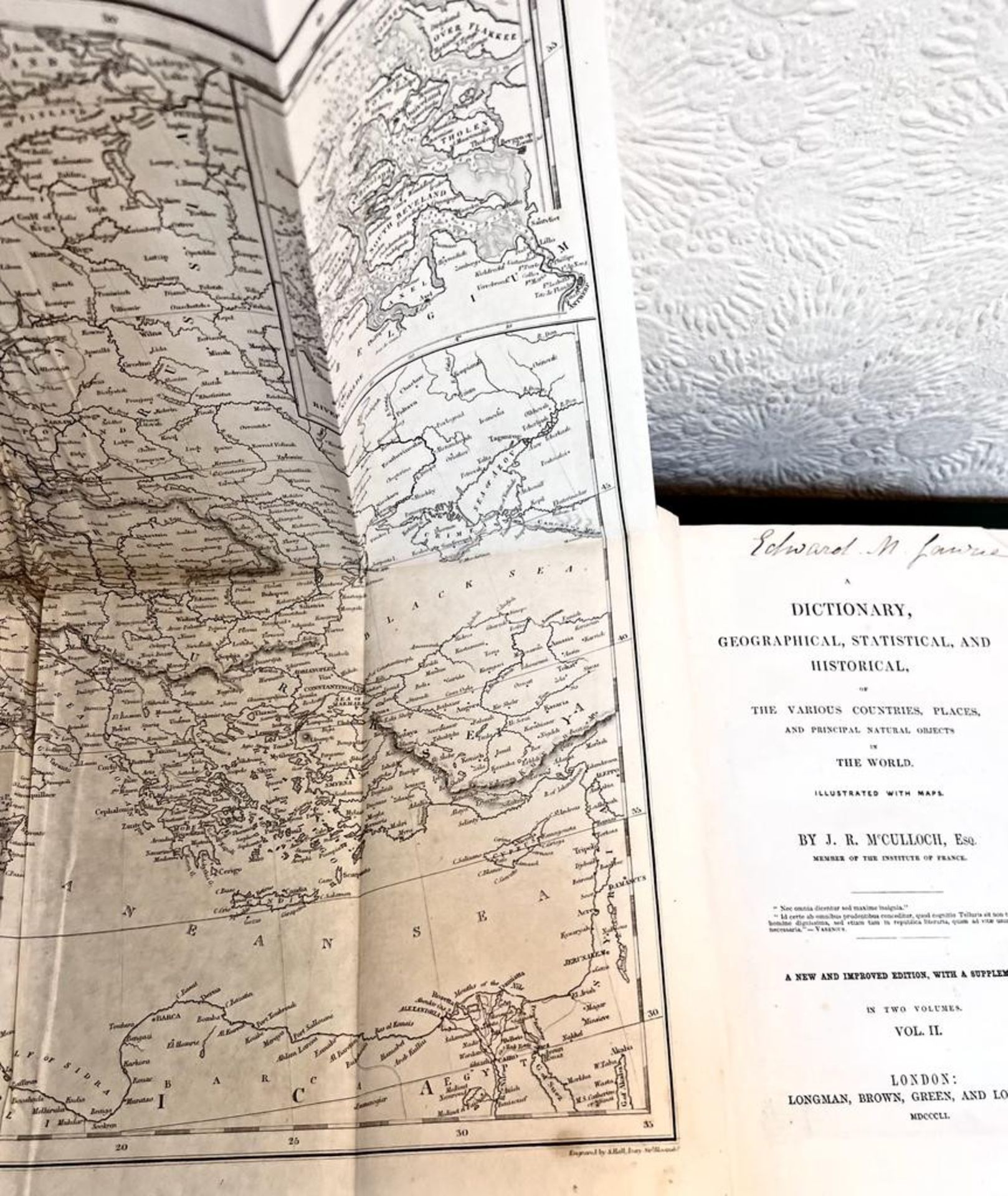McCULLOCH'S, GEOGRAPHICAL, STATISTICAL AND HISTORICAL WITH MAPS, 1851, CLOTH BOARDS, TWO VOLUMES AND - Image 3 of 4