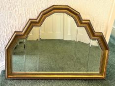 ANGULAR OVER MANTLE MIRROR, APPROX 85cm HIGH AND 112cm WIDE