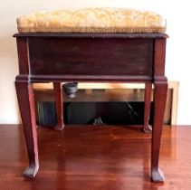 POLISHED PIANO STOOL WITH INTERIOR MECHANISM, APPROX 52 x 45 x 45cm