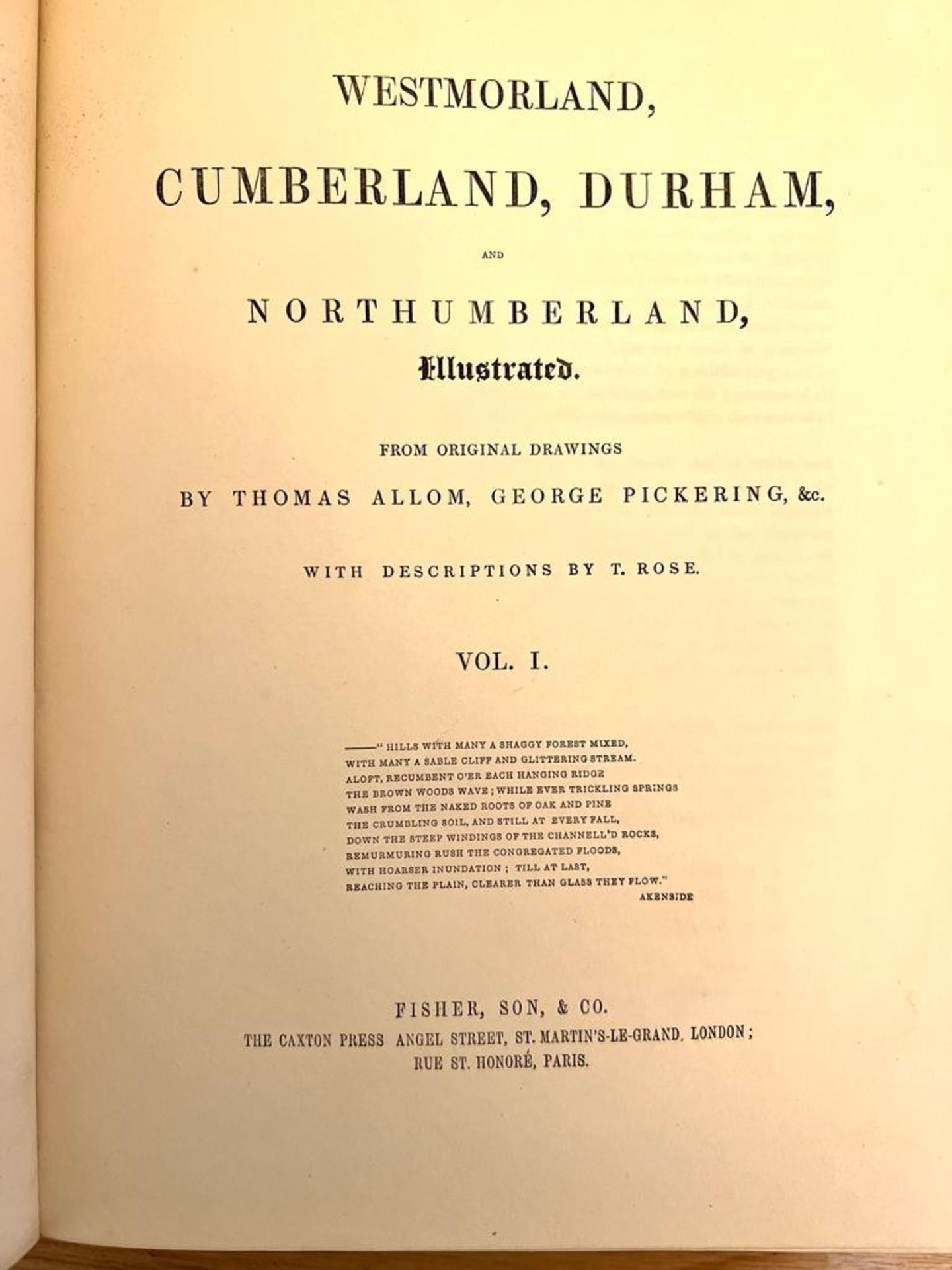 ALLOM, THOMAS, WESTMORLAND, CUMBERLAND, DURHAM, ILLUSTRATED 1832, THREE VOLUMES, CLOTH BACKS - Image 2 of 5