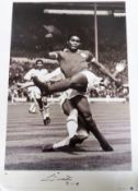 SIGNED LIMITED EDITION UNFRAMED PRINT OF EUSEBIO. NO. 348/500. APPROX. 60CMS X 42CMS