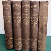 SIR WALTER SCOTT, 'LIFE OF NAPOLEON', FIVE VOLUMES, 1853, CLOTH BOARDS
