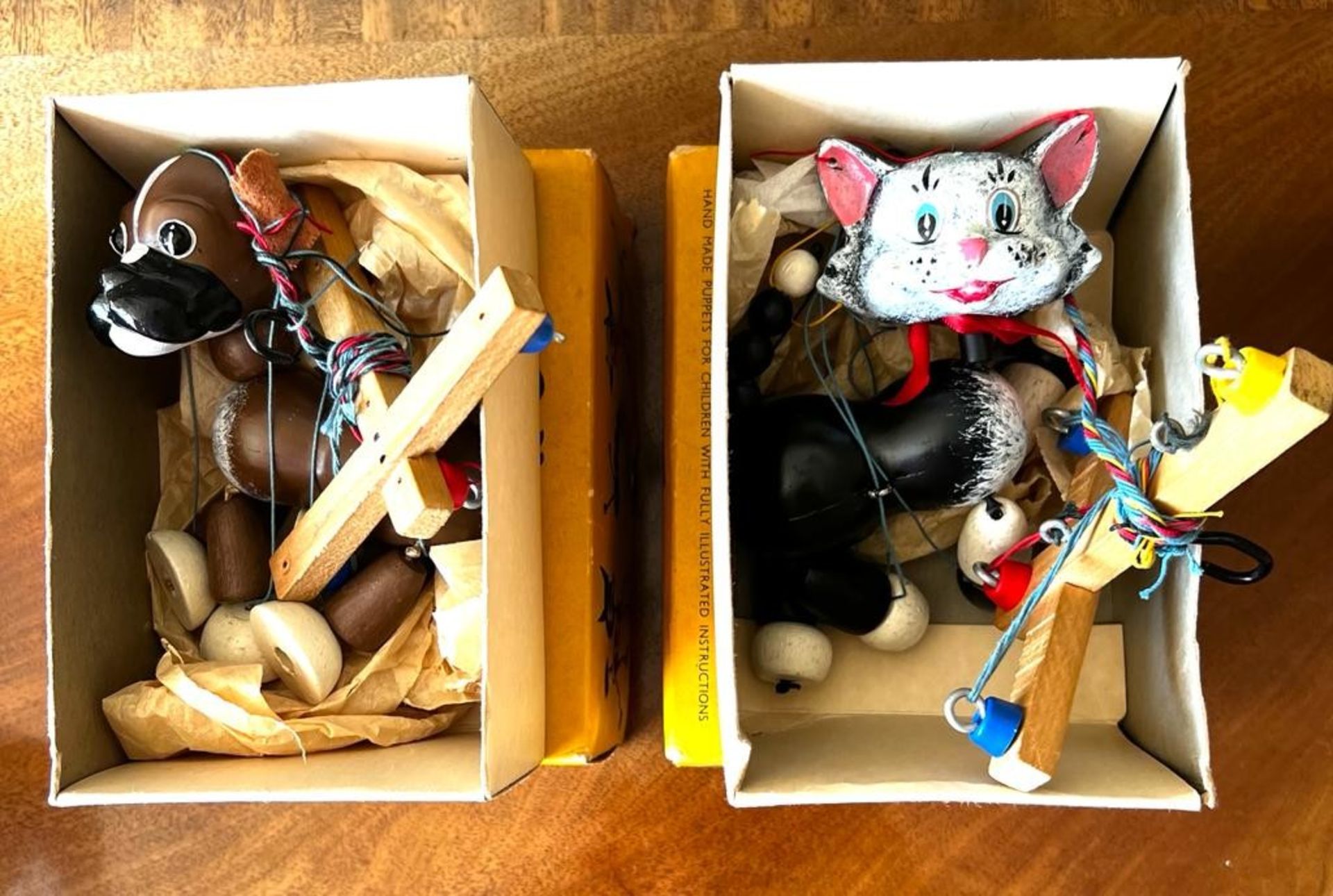 TWO SMALL PELHAM PUPPETS IN ORIGINAL BOXES