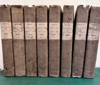 HUME, 'HISTORY OF ENGLAND', EIGHT VOLUMES, 1822, CLOTH BOARDS