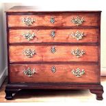 MAHOGANY CHEST OF FOUR GRADUATED DRAWERS UPON OGEE BRACKET FEET