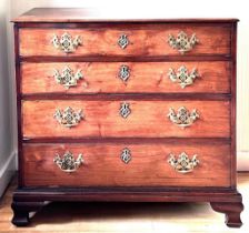 MAHOGANY CHEST OF FOUR GRADUATED DRAWERS UPON OGEE BRACKET FEET