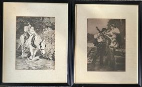 PAIR OF PRINTS BY FRED MORGAN IN REEDED FRAMES, ONE SIGNED IN PLATE, APPROX 36.5 x 26cm