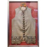 Framed vintage embroidered waistcoat reasonable used condition