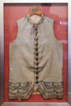 Framed vintage embroidered waistcoat reasonable used condition