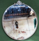 Early/mid 20th century circular bevelled metal framed wall mirror. Approx. 41.5cms D reasonable used