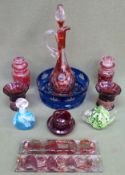 Quantity of various of coloured and other glassware all appears reasonable used condition. unchecked