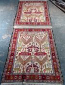 Vintage hand knotted Persian double Kilim floor rug/hanging. Approx. 323cms x 117cms reasonable used