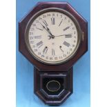 Seth Thomas mahogany cased American wall clock. App. 65cm H Used condition, not tested for working