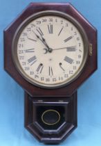 Seth Thomas mahogany cased American wall clock. App. 65cm H Used condition, not tested for working