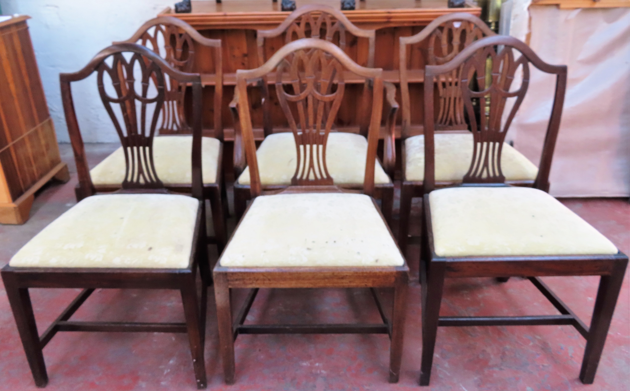 Set of 6 (5+1) 19th century mahogany dining chairs reasonable used condition with minor scuffs and