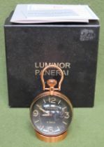 Luminor Panerai Radiomir eight brass and glass globular day desk clock, boxed, Approx. 13 cms used