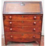 19th century mahogany fall front writing bureau with fitted interior, and original receipt.