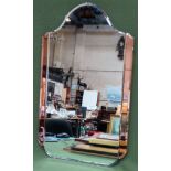 Art Deco two tone sectional bevelled wall mirror. Approx. 69 x 41cms reasonable used condition