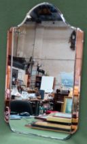 Art Deco two tone sectional bevelled wall mirror. Approx. 69 x 41cms reasonable used condition