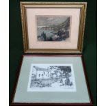 Pencil signed Artists Proof monochrome etching, by Rendall. Also colour engraving of Ragusa,