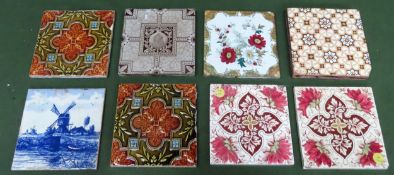 Collection of ceramic tiles Inc. Delft, Mintons, etc all used and some with chips