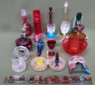Mixed lot of various mostly coloured glassware, etc all used and unchecked