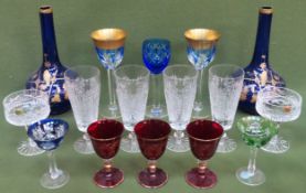 Parcel of various coloured and other glassware, Victorian gilded bud vases, etc all appear in