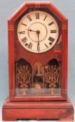 Seth Thomas mahogany cased American mantle clock. App. 42cm H Used condition, wear to face and case,