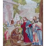 Vintage unframed Religious tapestry panel Approx. 69 x 63cms used. edging frayed throughout