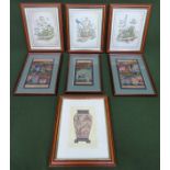 Set of three Oriental colour prints, plus other framed colour prints all used and unchecked