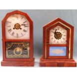 Jerome and Co oak cased American mantle clock, plus similar Waterberry clock co. mantle clock.