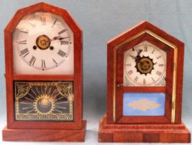 Jerome and Co oak cased American mantle clock, plus similar Waterberry clock co. mantle clock.