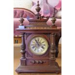 Early 20th century German 14 day striking mahogany cased mantle clock. Approx. 47cms H reasonable