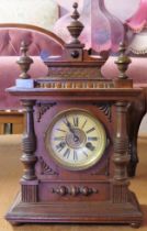 Early 20th century German 14 day striking mahogany cased mantle clock. Approx. 47cms H reasonable