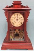 Seth Thomas mahogany and oak cased American mantle clock. App. 52cm H Used condition, not tested for