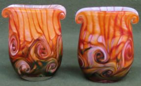 Pair of Gozo Maltese glass vases. Approx. 12cms H reasonable used condition