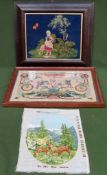 Various framed and unframed embroidered pictures used condition