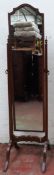 Early 20th century mahogany framed cheval mirror. Approx. 157 x 39cms used condition with scuffs and