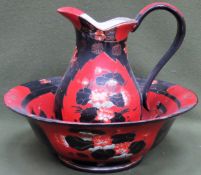 Decorative gilded ceramic jug and washbowl set reasonable used condition