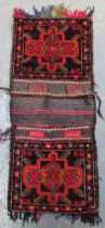 Vintage hand knotted Afghan double camel back saddle bag. Approx. 100cms x 44cms appears used