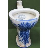 Doulton & Co. 'Syhponic' blue and white glazed ceramic toilet base. Approx. 48 x 33 x 56cms used