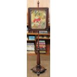 19th century Rosewood pole screen with adjustable tapestry panel. Approx. 156 x 41cms reasonable