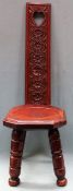 Early 20th century carved oak spinning chair. Approx. 87cms H reasonable used condition